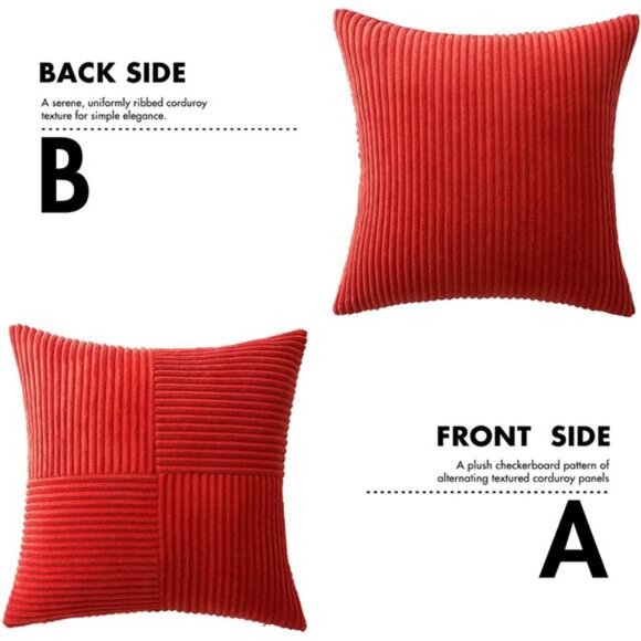 Pack of 2 Christmas Pillow Covers Red 18x18 Inch Boho Decorative - Picture 6 of 14